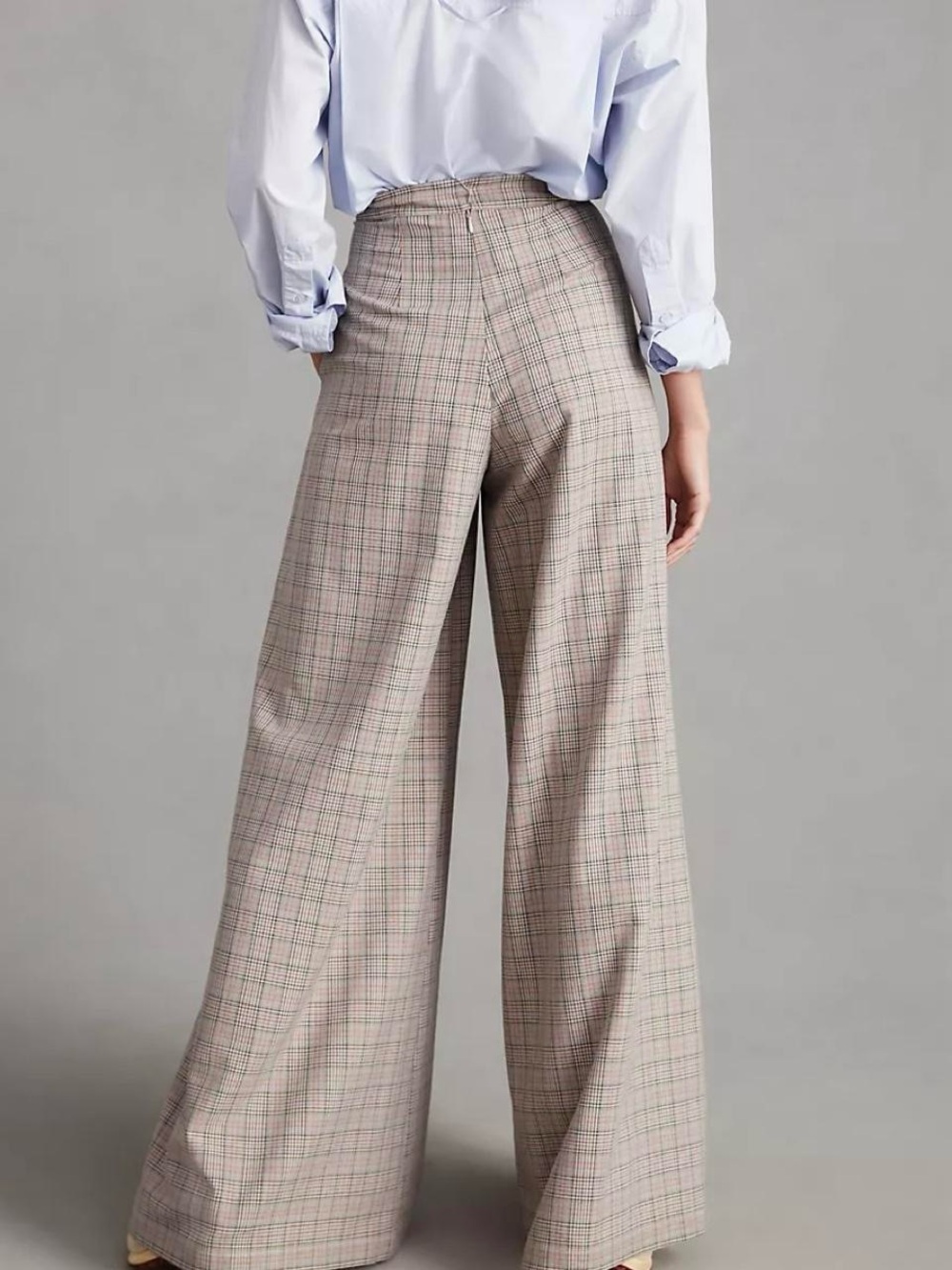 Corey Lynn Calter Pleated Wide Leg Plaid Trousers - Picture 3 of 8